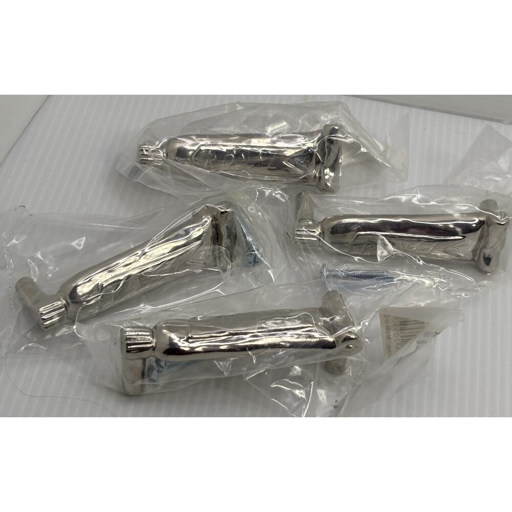 Michael Aram Silver-Tone Toothpaste Tube Drawer Cabinet Pull 3" Spacing Lot Of 4